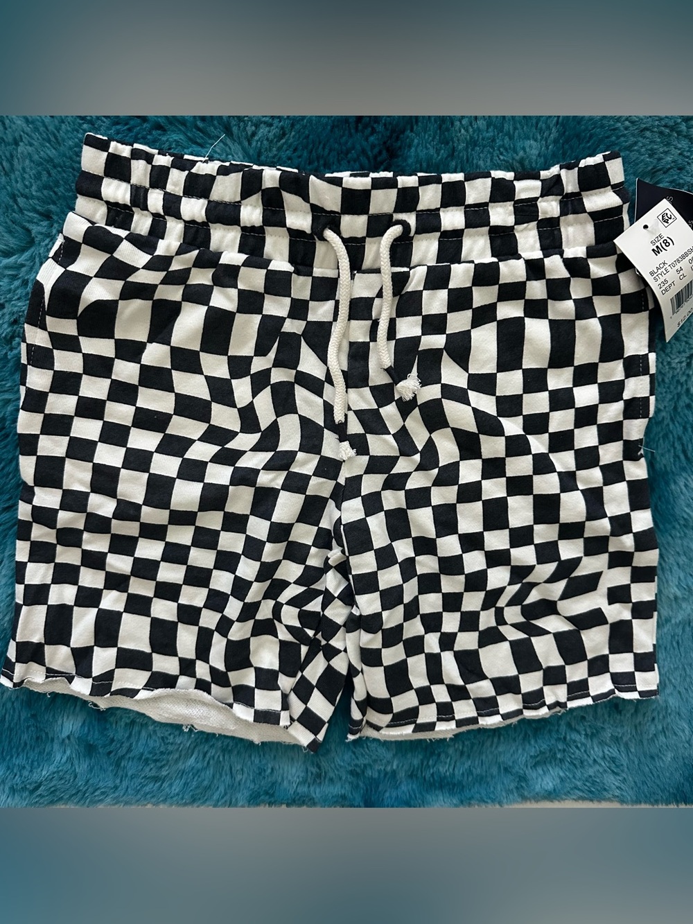 Grayson Threads Kids Black and White Checkerboard Boys Shorts Size M (8)